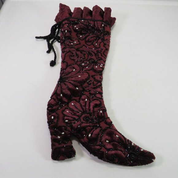 Beaded Tapestry Victorian high heel stocking (Satin lining) DOUBLE SIDED - Picture 1 of 10